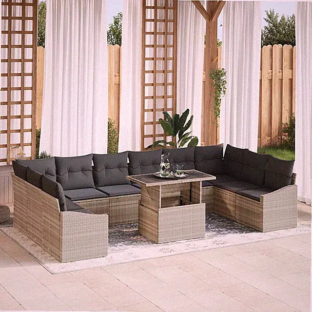 Sofa Set mit Kissen 11 stk. Poly-Rattan gartenmöbel Outdoor-Sitzplätze vidaXL