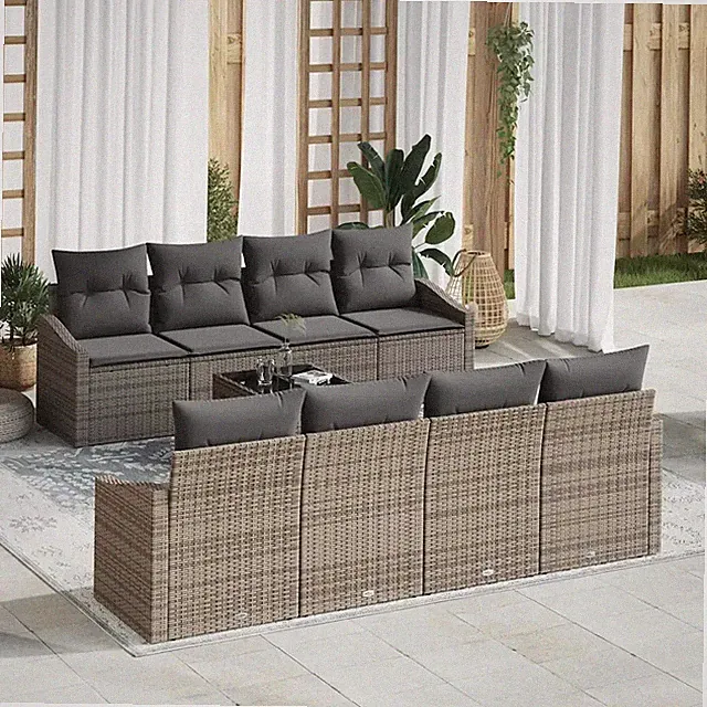 Sofa Set mit Kissen mit Kissen 9 stk. Poly Rattan Gartensofa-set vidaXL