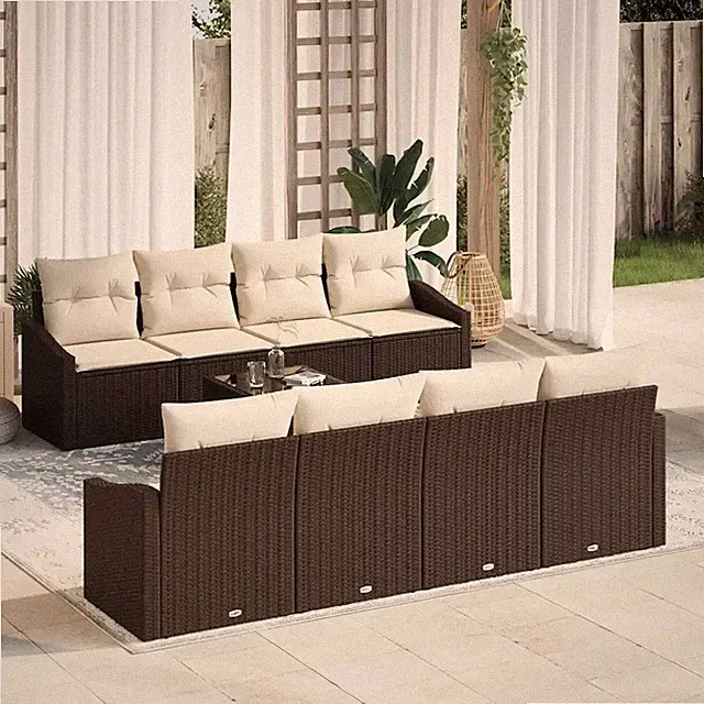 Sofa Set mit Kissen mit Speicher 7 stk. Poly-Rattan gartenmöbel vidaXL