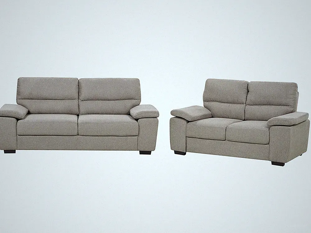 Sofa Set Stoffbezug beige 2- und 3-Sitzer mit breiten Armlehnenkissen Vogar