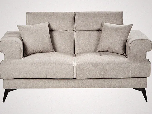 Sofa Stoff beige / taupe 2-Sitzer gepolstert mit verstellbaren Kopfstützen Skive