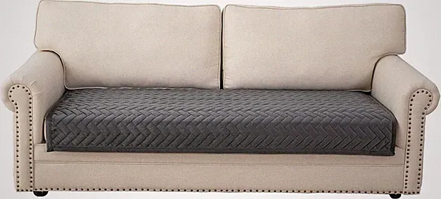 Sofa Überzug 3 Sitzer Dunkelgrau 90x180cm Samt Rutschfest