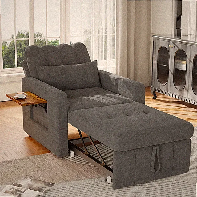 Sofabett Schlafsessel Bettfunktion Ausziehbares 3-in-1 mit Klappbaren Teetischen