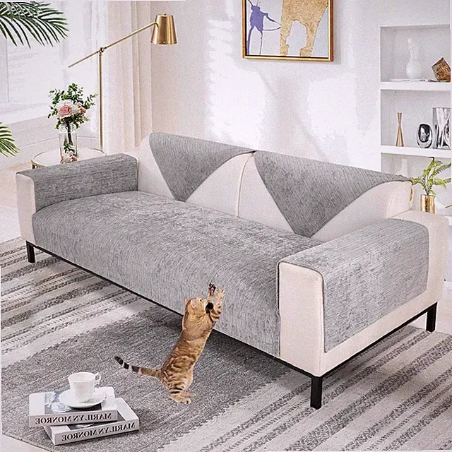 Sofabezug Chenille rutschfest 70x150cm L Form Ecksofa Sofaschoner Sofa Überwurf