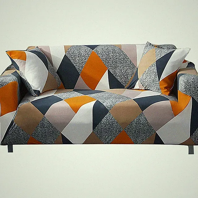 Sofabezug elastisch Sitzschutz Couchbezug Stretch 2 Sitzer Bunt-Quadrat