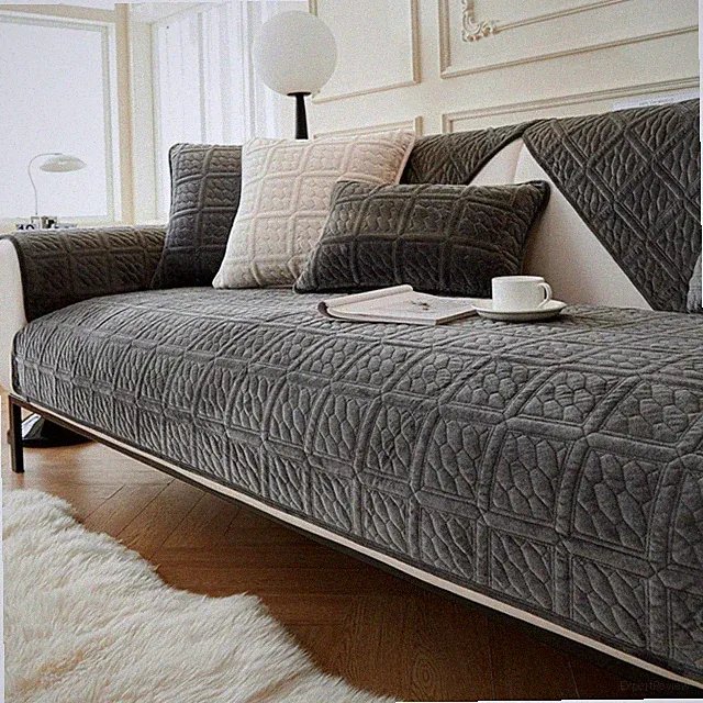 Sofabezug Milchsamt 70x180cm Rutschfest , Ecksofa, Couch, L-Form