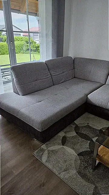 Sofagarnitur aus Stoff Hellgrau / Dunkelgrau