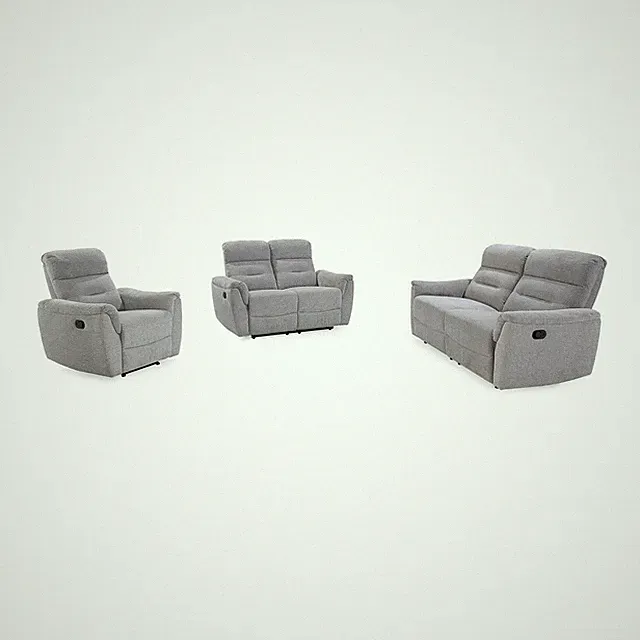 Sofagarnitur Couchgarnitur 3-teilig Relaxfunktion Hellgrau Chenille