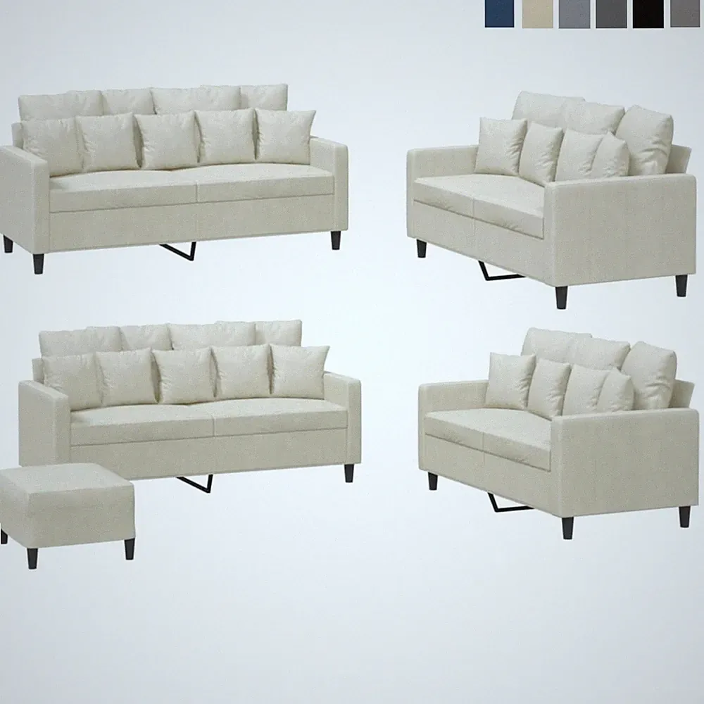 Sofagarnitur Sofa Set mit Kissen Samt Wohnzimmer Relaxsofa Loungesofa Schlafsofa