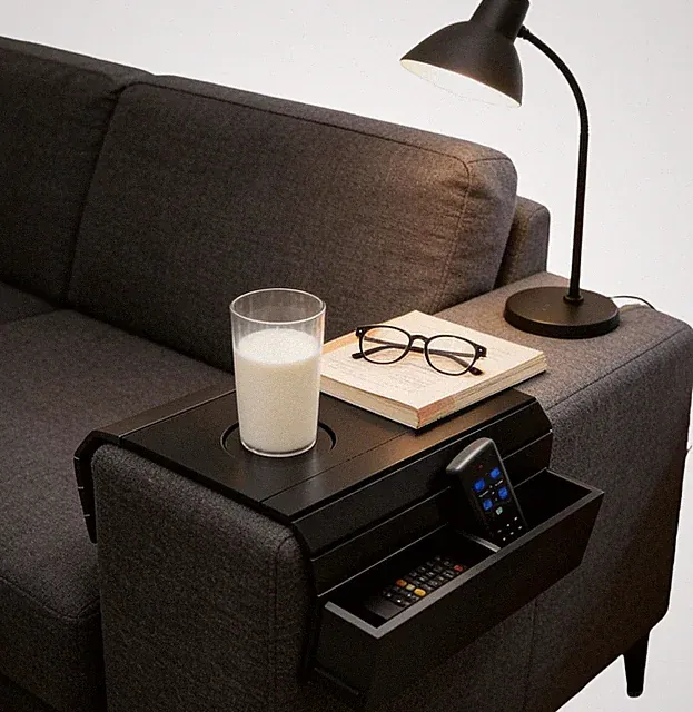 Sofatablett Armlehne Aus Bambus, Flexibles Sofa Tablett Rutschfest Für Getränke