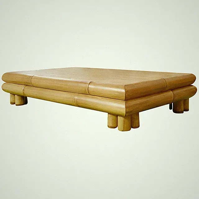 Sofatisch aus Bambus Natur Couchtisch Holz Tisch Glas Wohnzimmer Tief Japanisch