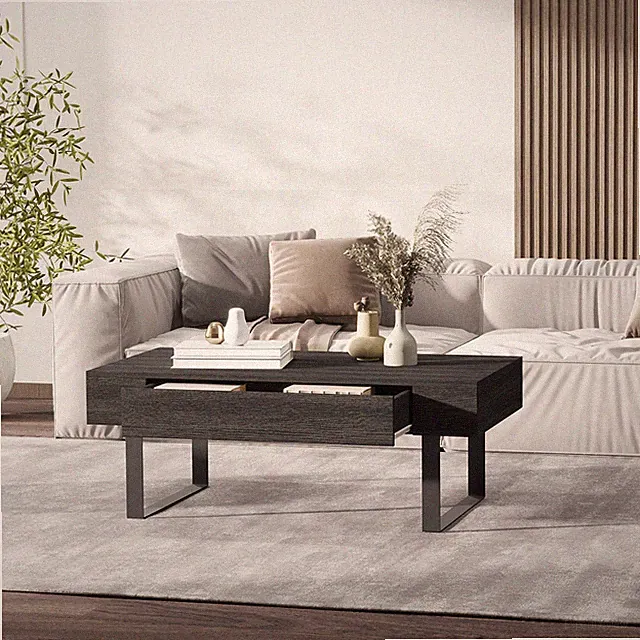 Sofatisch Couchtisch Schublade stabil einfacher Aufbau Spanplatte Refurbished