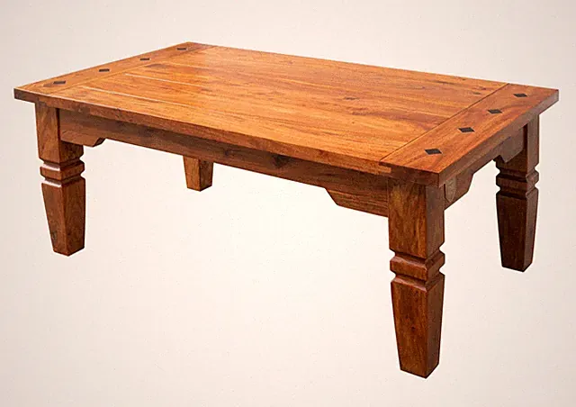 Sofatisch Holztisch Wohnzimmertisch Akazie massiv Holz hell kolonial Couchtisch