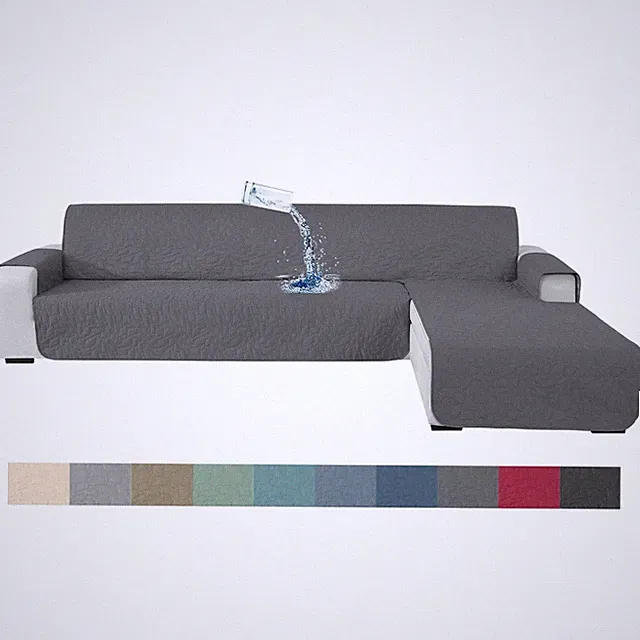 Sofaüberzug L-Form 3-Sitzer rutschfest (255 cm, Hellgrau)