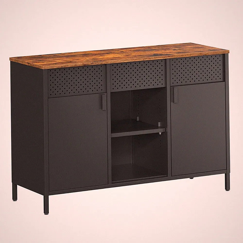SONGMICS Aufbewahrungsschrank, Metallschrank, Schrank mit Doppeltür, Sideboard