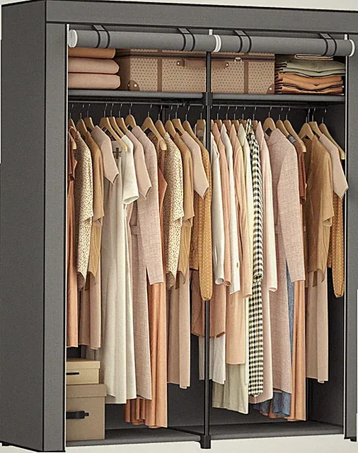 SONGMICS Aufbewahrungsschrank, Tragbar, Mit Aufhängestange, Faltbar, Garderobe