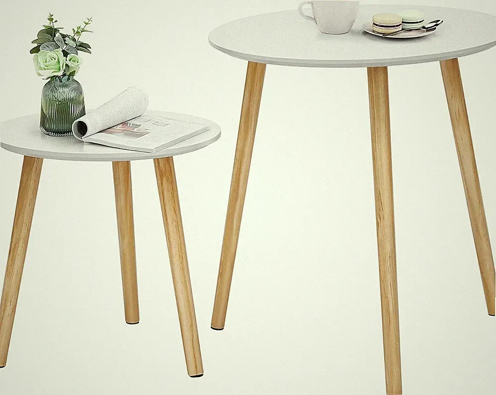 SONGMICS Beistelltisch-Set rund, 2 Moderne Sofatische, minimalistisch