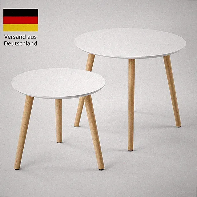 SONGMICS Beistelltisch Set rund 2er Sofatisch Couchtisch Weiß Natur