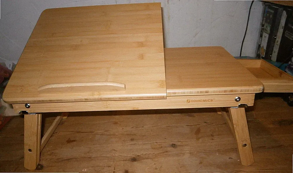 Songmics - Betttisch Laptoptisch Computertisch Schublade Holz höhenverstellbar