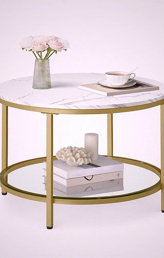 Songmics Couchtisch Gold und Mamor