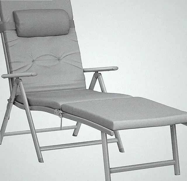 SONGMICS GCB24GY Sonnenliege, Grau,6 cm Matratze, verstellbar, Kopfstütze, 150Kg