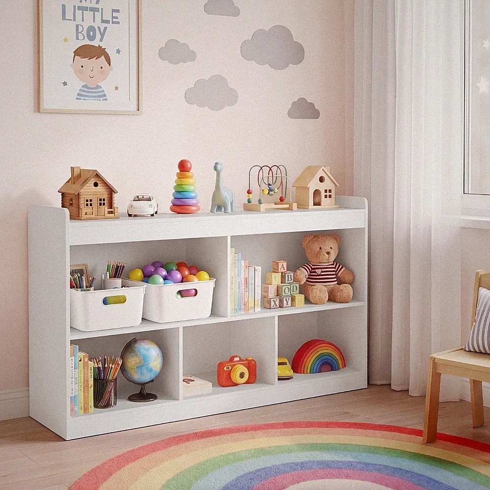 SONGMICS Kinderregal, Spielzeugregal, Bücherregal Kinder, 5 offene Fächer, weiß