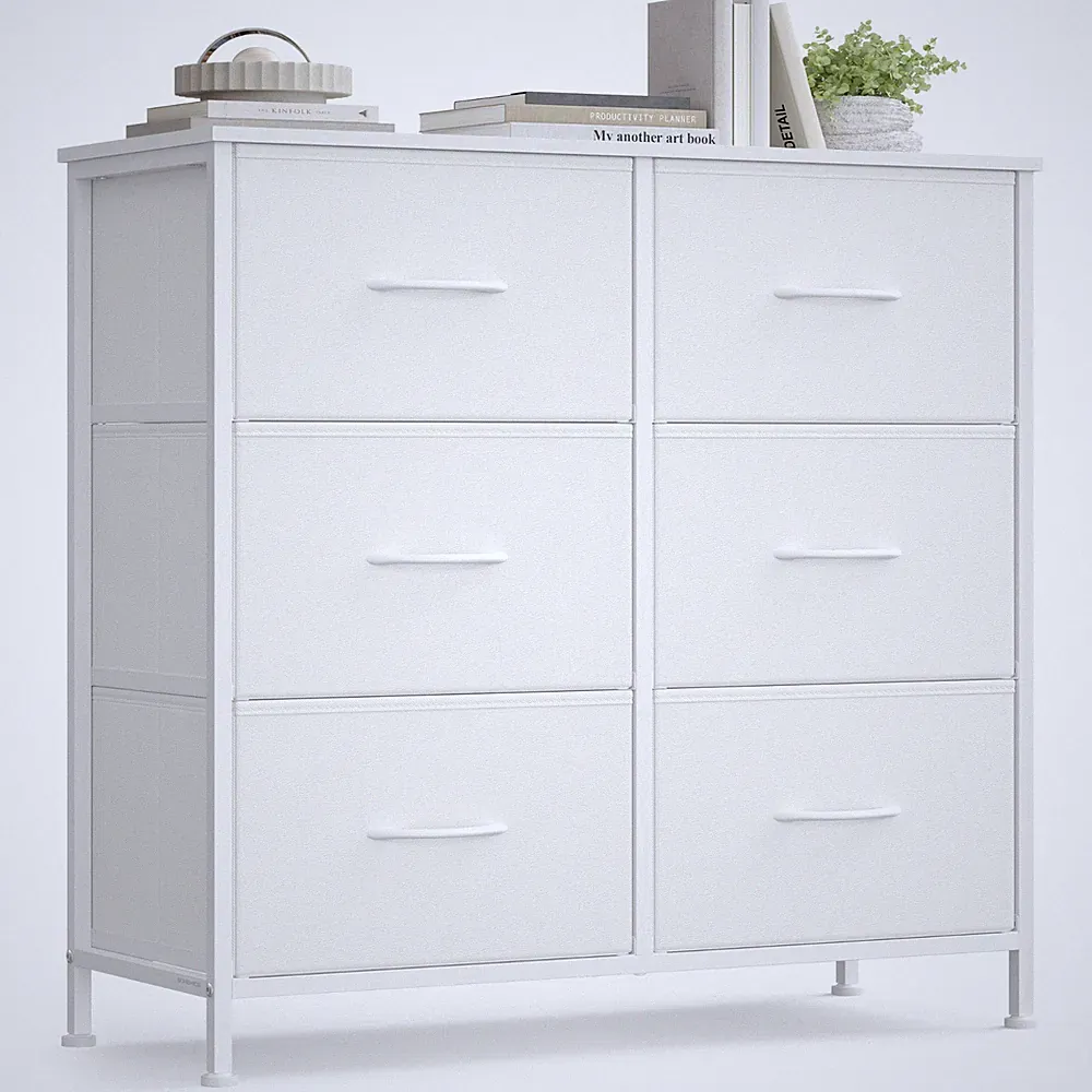 SONGMICS Kommode, Schrank, 6 / 8 Stoffschubladen, weiß