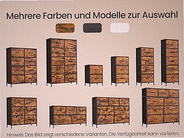 SONGMICS Kommode, Schrank, 7 Stoffschubladen, für Schlafzimmer, Flur, Wohnzimmer