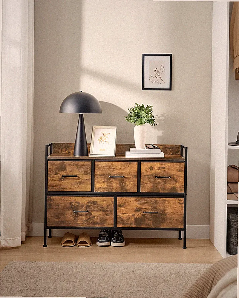 SONGMICS Kommode Schrank Schlafzimmer Aufbewahrungsschrank LTSDE135B01