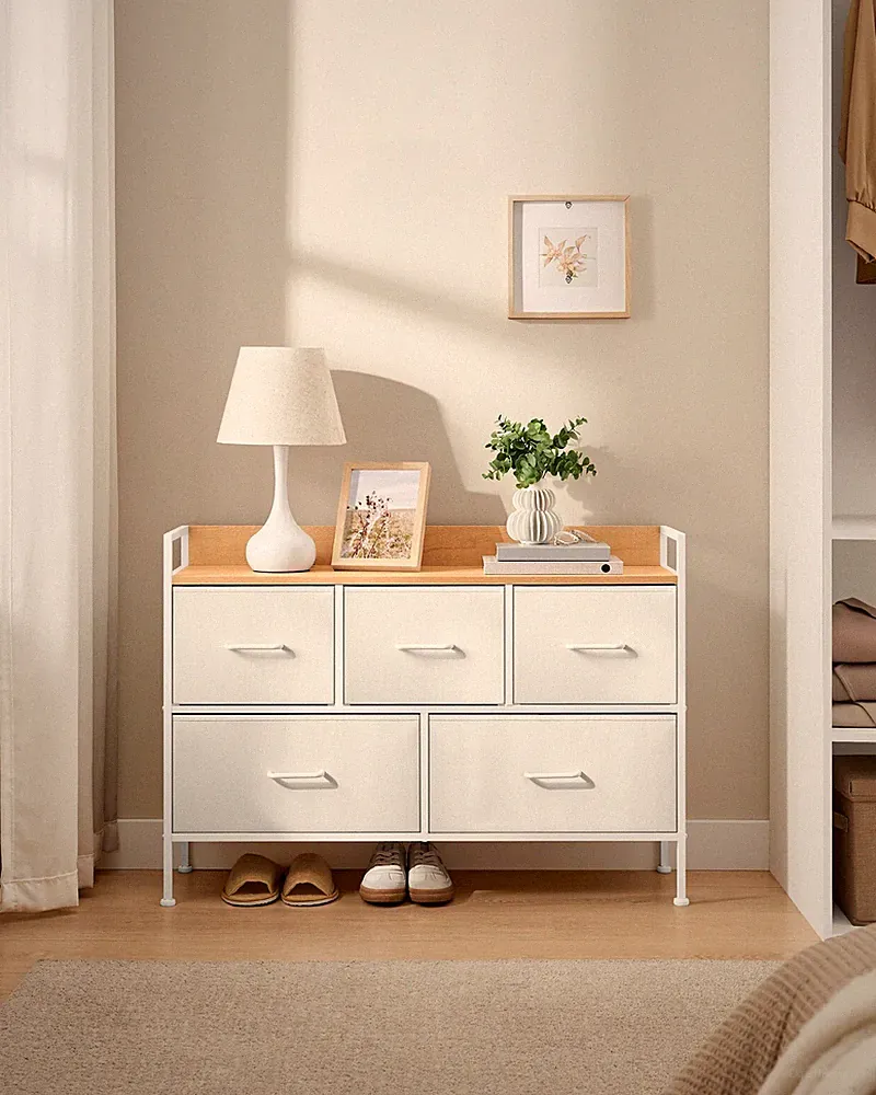 SONGMICS Kommode Schrank Schlafzimmer Aufbewahrungsschrank LTSDE135W01