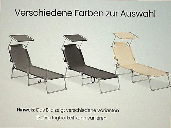 SONGMICS Sonnenliege klappbar, verstellbare Sonnenblende, Rückenlehne