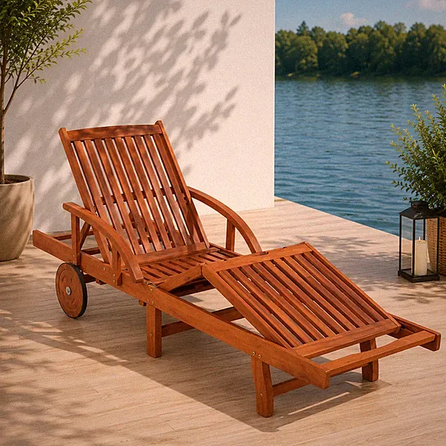 Sonnenliege Akazienholz Gartenliege Relaxliege Holzliege Outdoor Massivholz