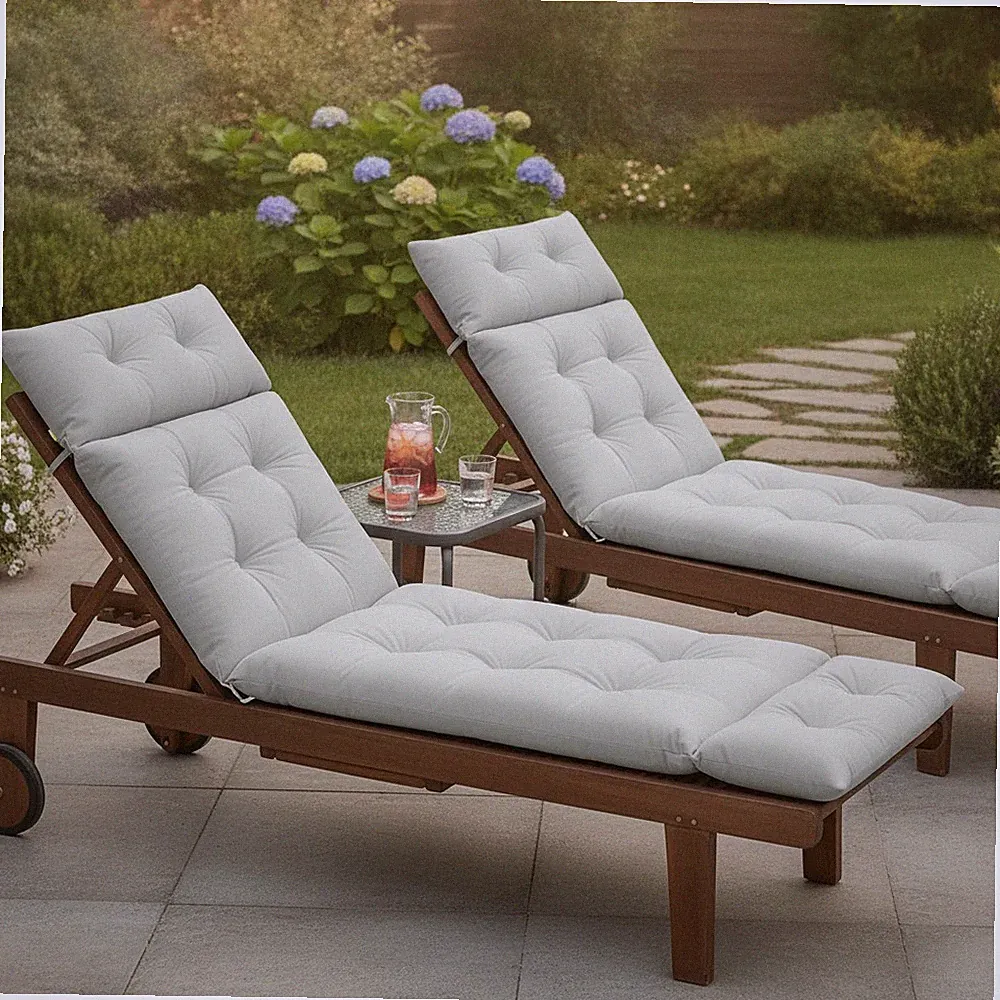 Sonnenliege Auflagen 2er Set hellgrau 190x56x10cm Outdoor Ersatzauflagen