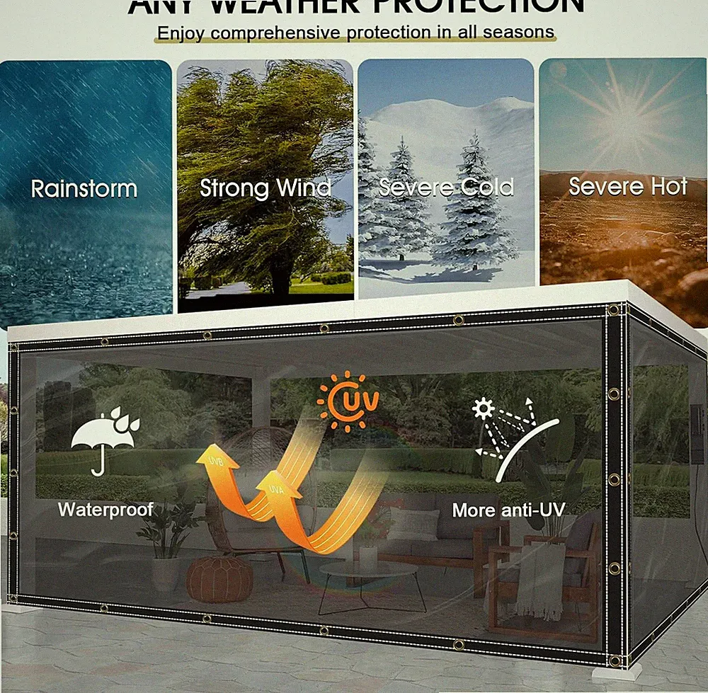 Sonnenschutz Plane Wetterfeste Regenschutzvorhänge für Gewächshaus Gartenmöbel