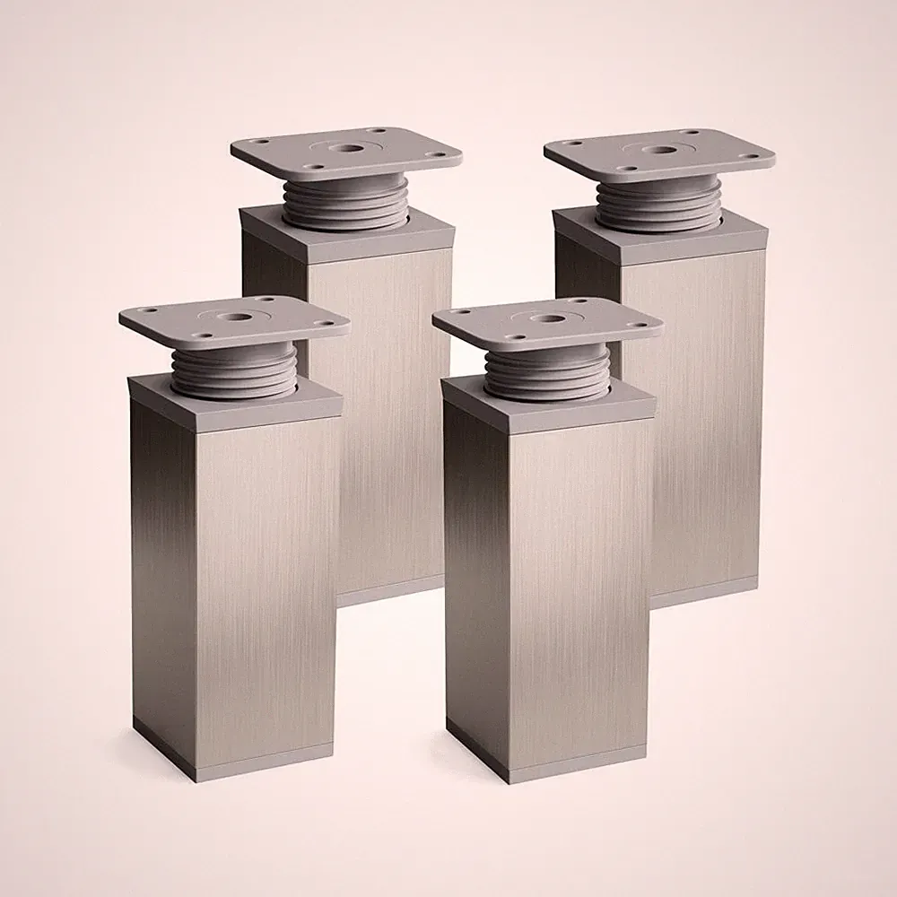 sossai® moderne Möbelfüße in Inox/Grau höhenverstellbar als 4er & 8er Set / DIY