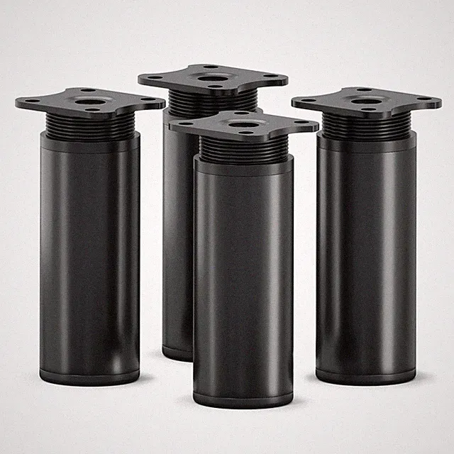 sossai® moderne runde Möbelfüße / Schrankfüße in Schwarzmatt als 4er & 8er Set