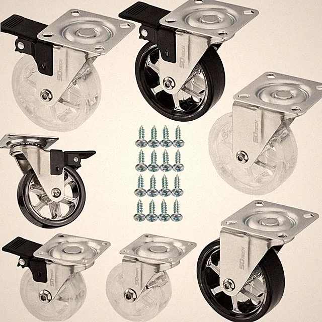 SOTECH 4er Set Lenkrollen RAPID Ø 50-75 mm belastbar bis 140 Kg inkl. Schrauben