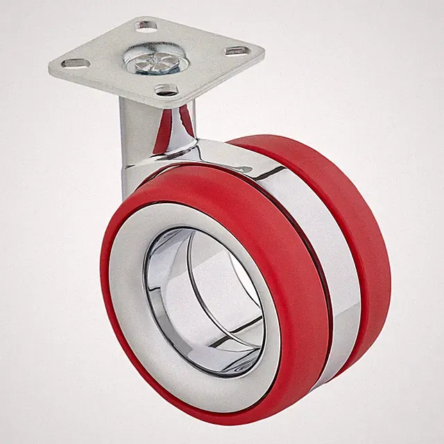 SOTECH Premium Möbelrolle Düsseldorf Ø 75 mm chrom poliert Laufrolle schwarz rot