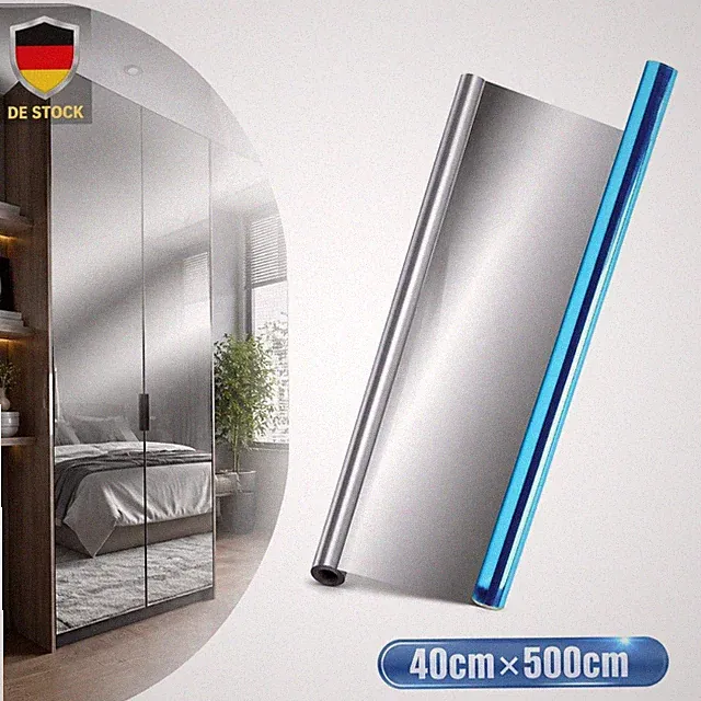 Spiegelfolie Selbstklebend Flexibel 40x500cm Kleiderschrank Lichtreflektierend