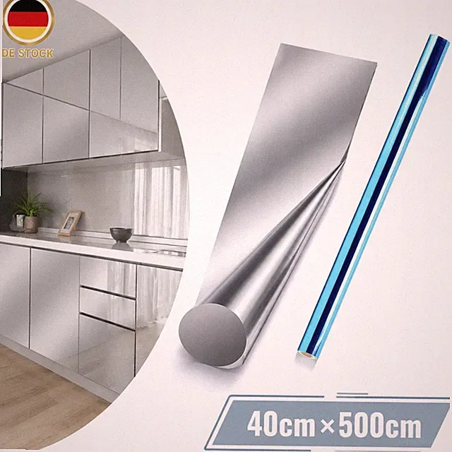 Spiegelfolie Selbstklebend Flexibel 40x500cm Silber Glas Kleiderschrank Wand