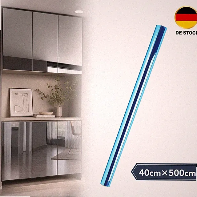 Spiegelfolie Selbstklebend Silber Flexibel 40x500cm ohne Glas Wand für Türen DIY