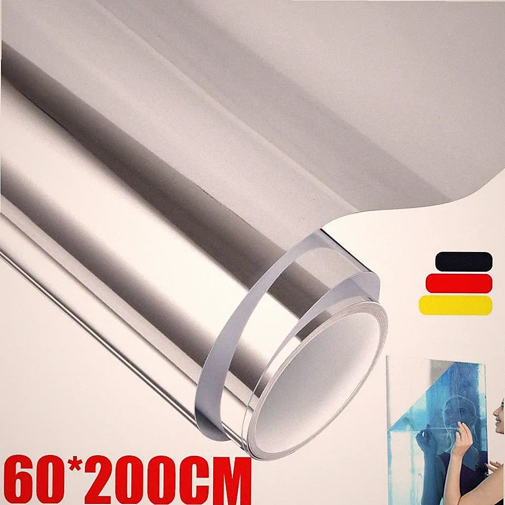 Spiegelfolie Selbstklebend Wand Möbel 200x60cm Wandspiegel Folie Spiegel Silber