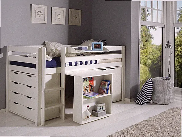 Spielbett 90x200 Schreibtisch Kommode Regal Hochbett Kinderbett Set Kinderzimmer