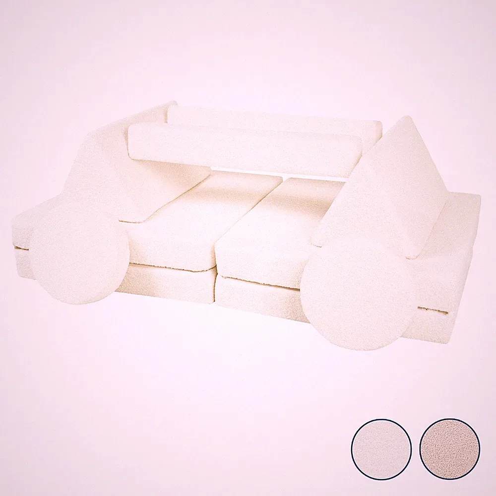 Spielsofa Modulsofa Spielmöbel modulares Kindersofa Bouclé-Stoff Bausteine-Set
