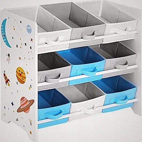 Spielzeugregal GKR33WT mit 9 Boxen, mehrfarbig