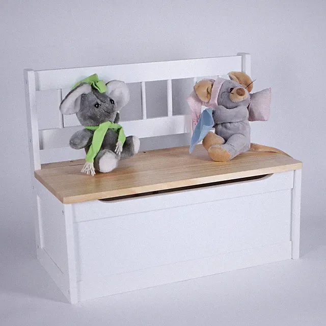 Spielzeugtruhe Sitztruhe Truhenbank weiß Sitzbank 60cm Kinderbank Holzbank