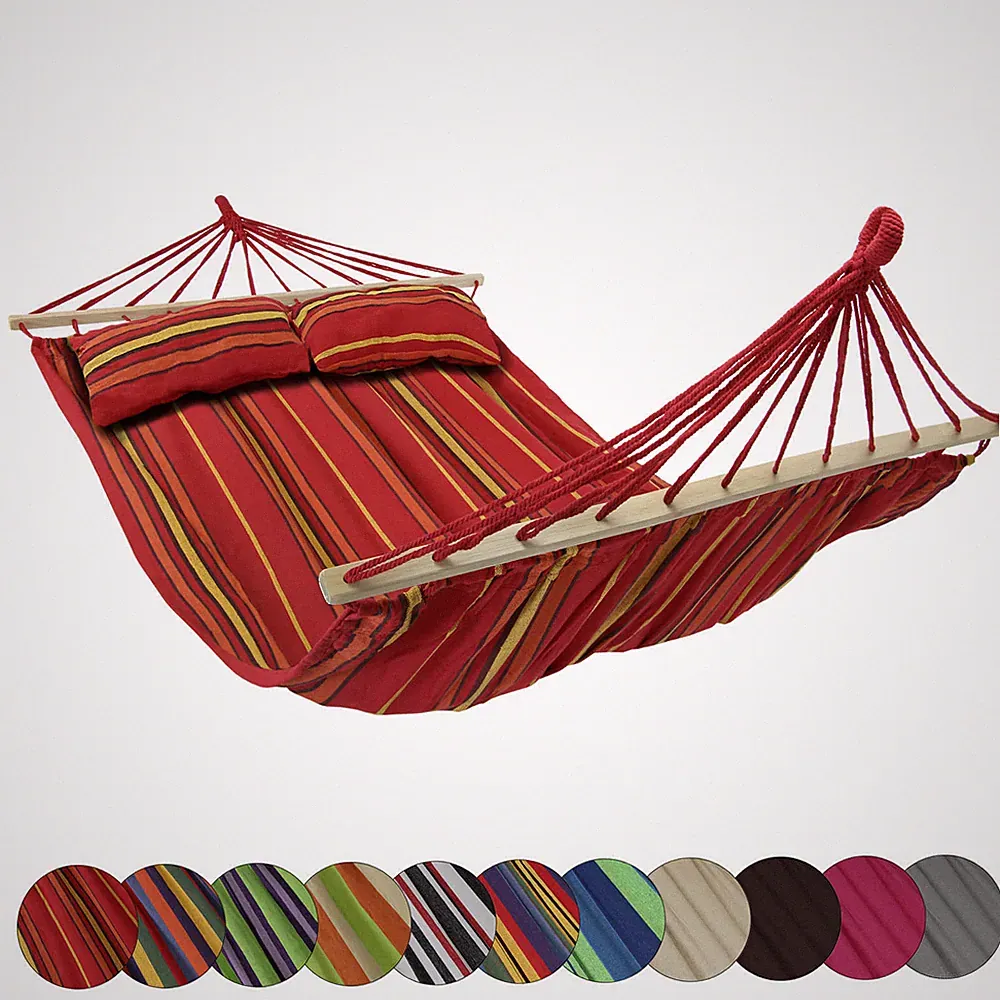 Stabhängematte 240x150 cm 2 Personen XXL Doppel Hängematte 300 kg Baumwolle