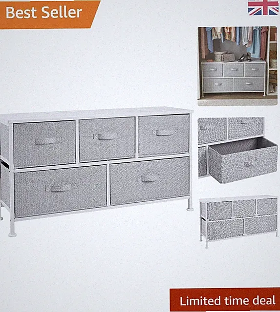 Stabiler weißer Stoff Aufbewahrung Organizer mit 5 Schubladen - perfekt für Schrank & Spielzimmer