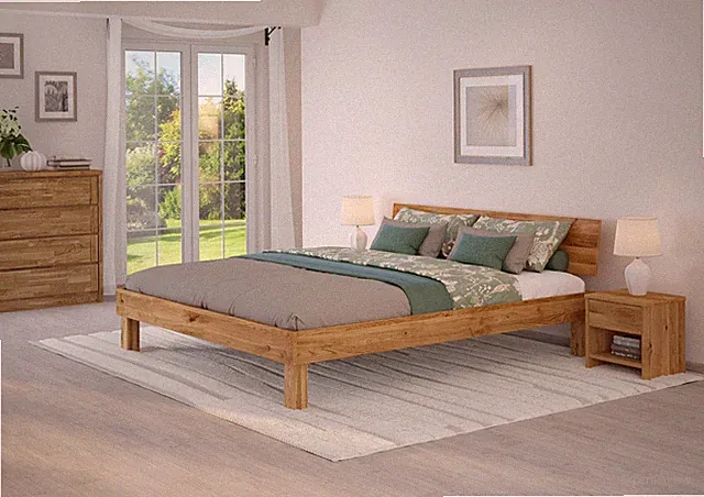 Stabiles Ehebett Holzbett Massivholzbett Doppelbett 180x200 Eiche massiv geölt
