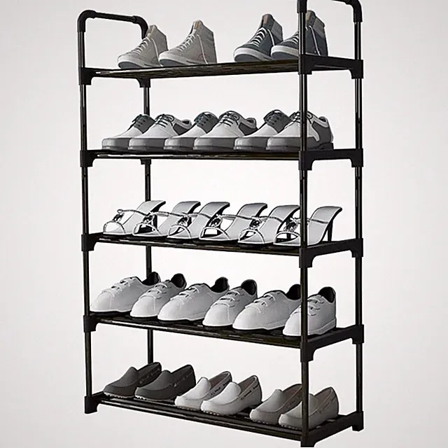 Stabiles Schuhregal aus Metall, 5 Ebenen, für 12 Paar, stapelbar, Anti-Rost
